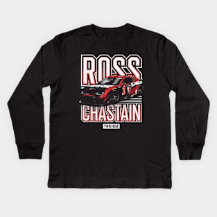 Ross Chastain Trackhouse Black Car Kids Long Sleeve T-Shirt